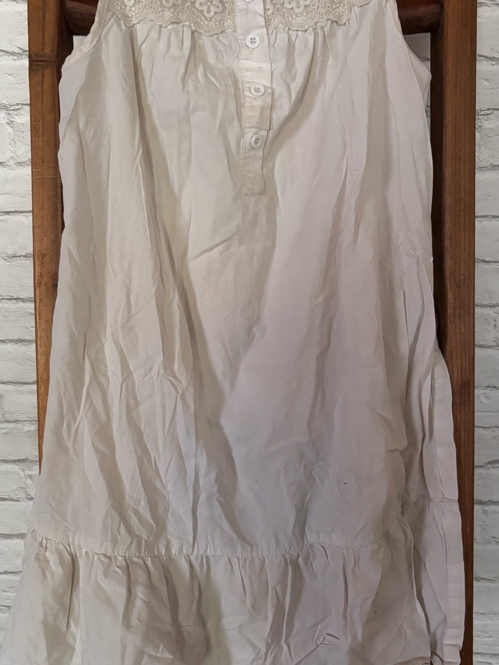 Lace Yoke Ivory Sleeveless Sundress